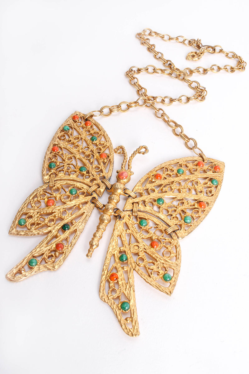 Vintage Swallowtail Filigree Butterfly Necklace front detail @ Recess LA