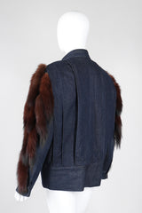 Recess Los Angeles Vintage Mink Tail Trimmed Denim Bomber