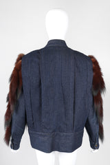 Recess Los Angeles Vintage Mink Tail Trimmed Denim Bomber