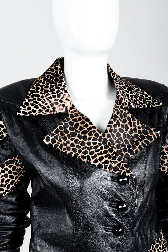 Vintage Dero Enterprises by Rocco D'Amelio Calf Hair Leather Jacket on Mannequin collar at Recess