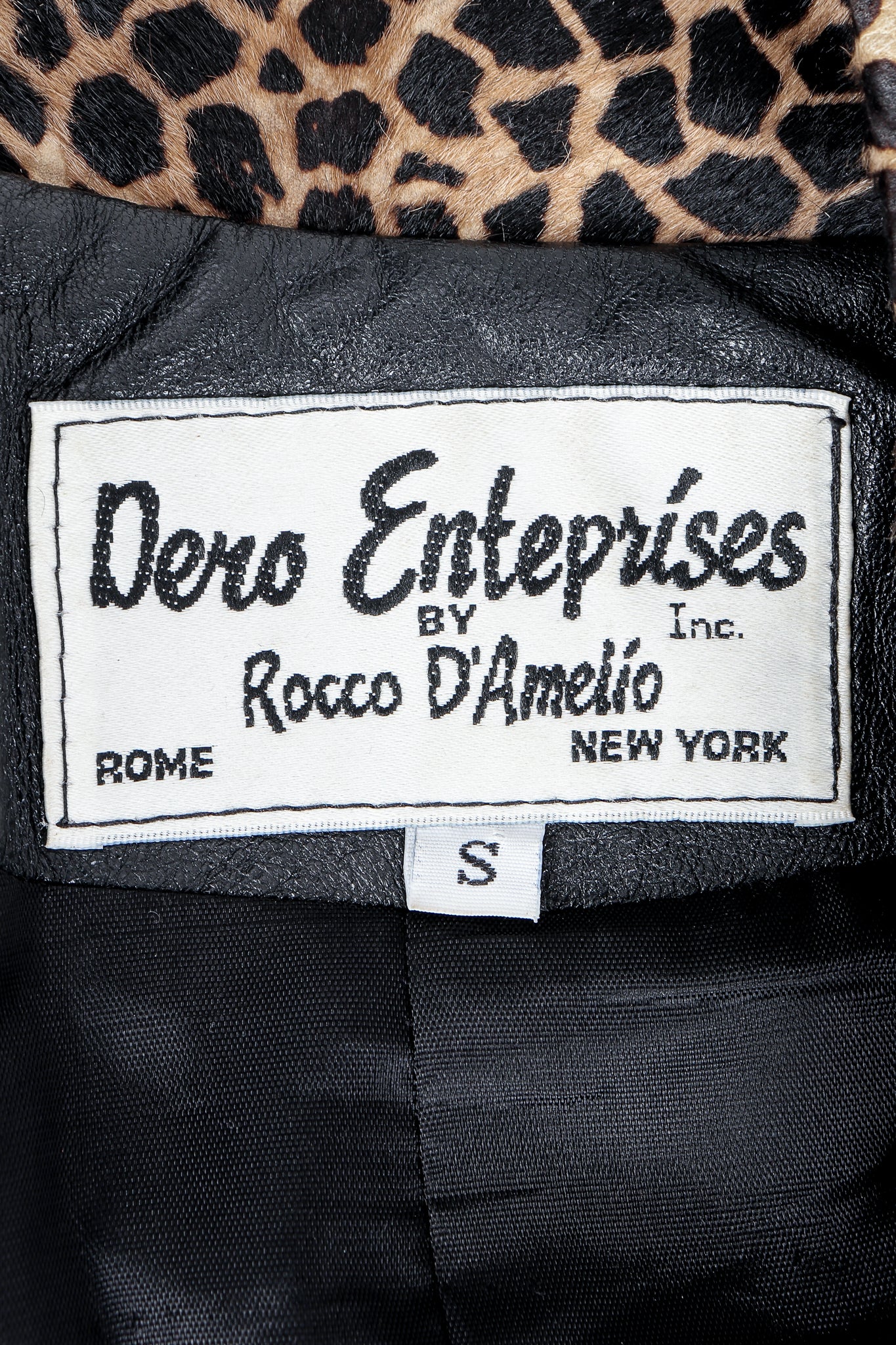Vintage Dero Enterprises by Rocco D'Amelio Label on Black leather