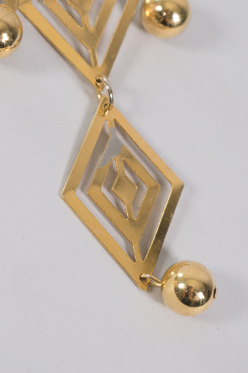 Vintage Metal Diamond Cutout Bib Necklace Choker