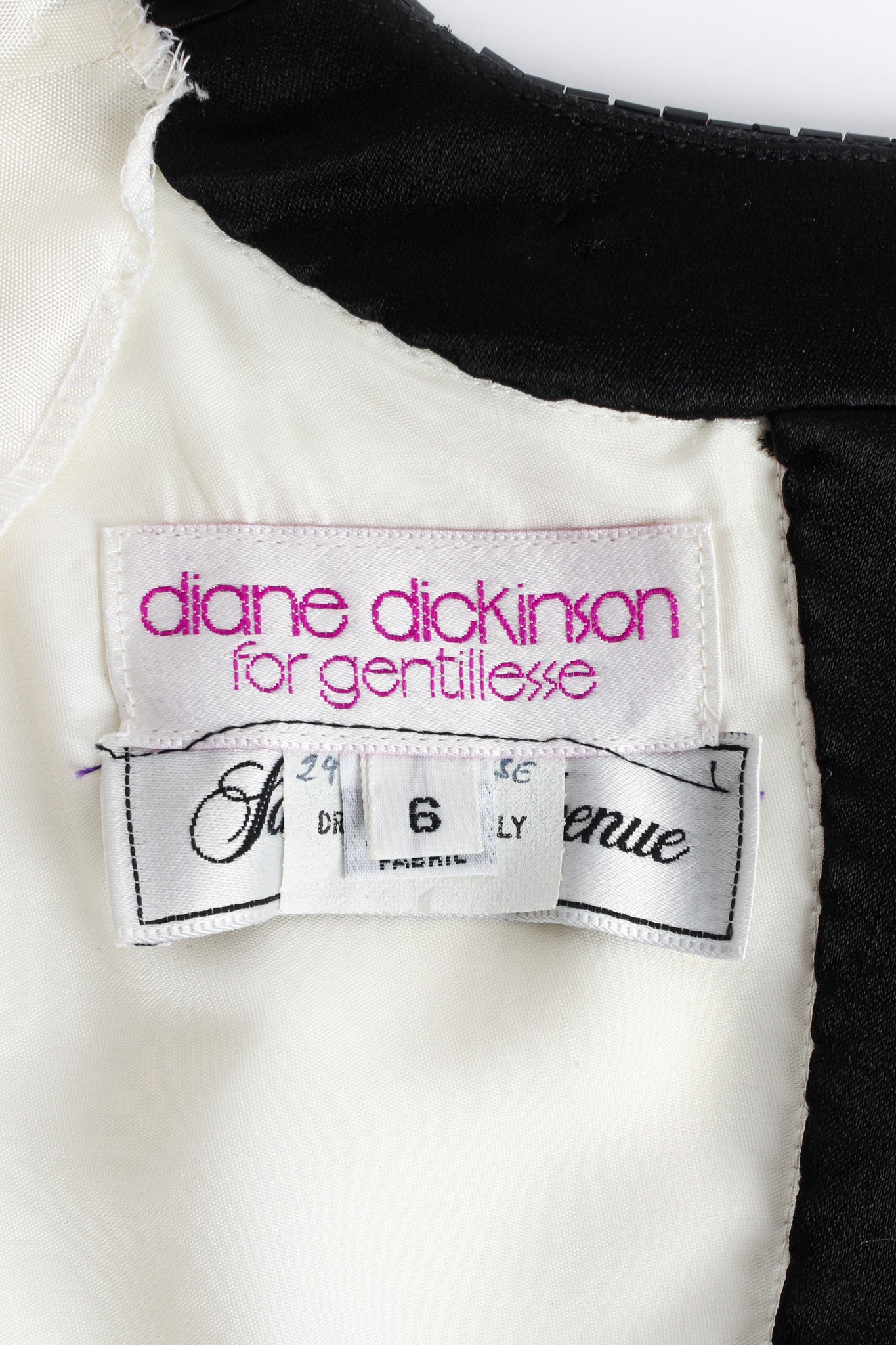 Vintage Diane Dickinson for Saks Glass Beaded Colorblock Dress tag @ Recess LA
