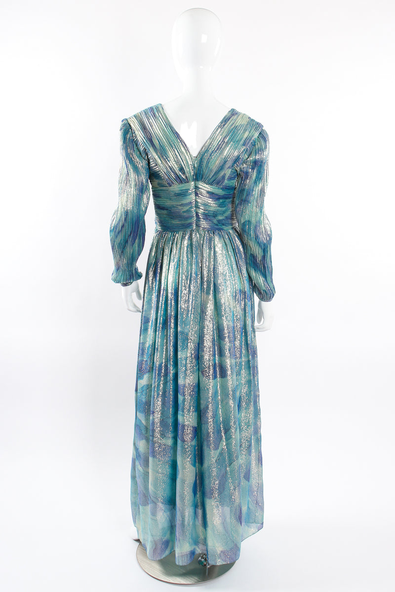 Vintage Diane Dickinson Metallic Lamé Liquid Waist Wrap Dress on Mannequin back at Recess LA