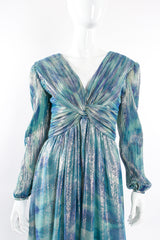 Vintage Diane Dickinson Metallic Lamé Liquid Waist Wrap Dress on Mannequin front crop at Recess LA