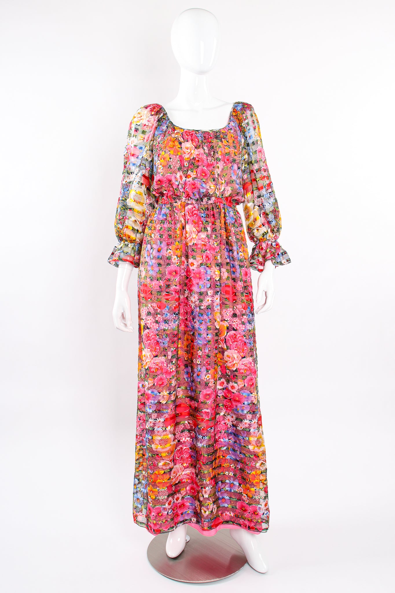 Vintage Diane Dickinson Gentillesse Floral Peasant Dress on Mannequin front at Recess Los Angeles