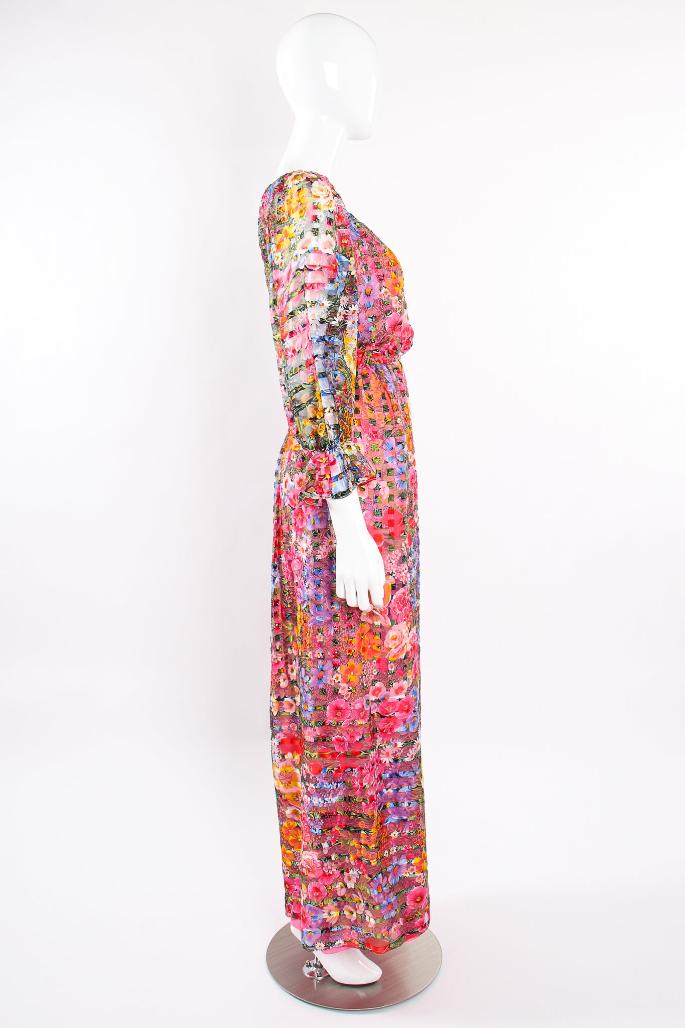 Vintage Diane Dickinson Gentillesse Floral Peasant Dress on Mannequin side at Recess Los Angeles