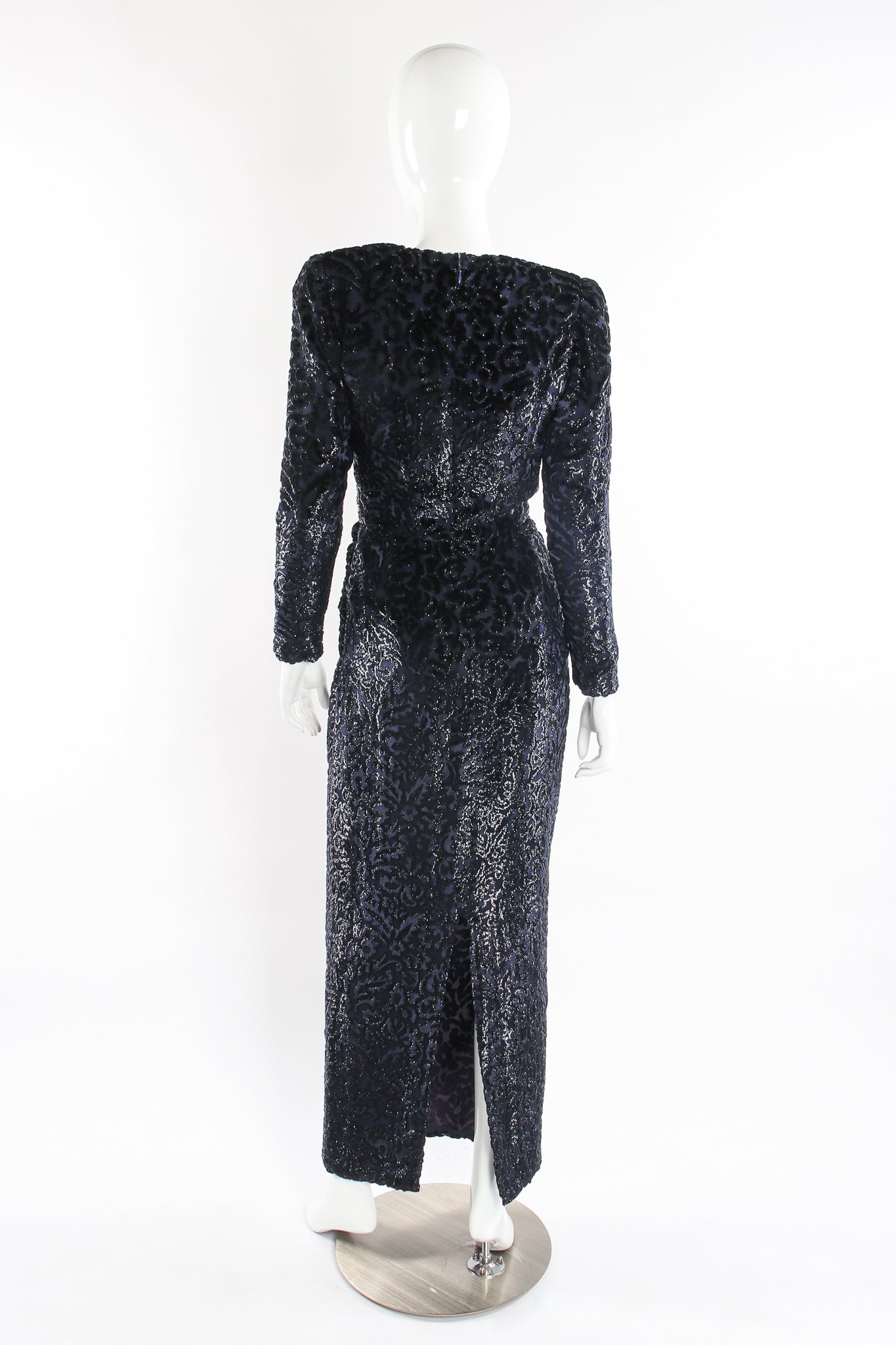 Vintage Diane Dickinson Flourished Tinsel Burnout Dress on mannequin at Recess Los Angeles (back)