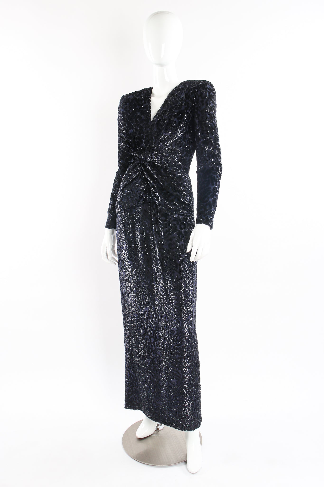 Vintage Diane Dickinson Flourished Tinsel Burnout Dress on mannequin at Recess Los Angeles