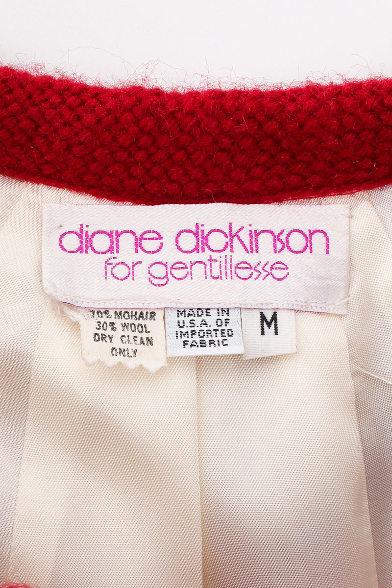 Vintage Diane Dickinson Mohair Windowpane Check Coat label at Recess Los Angeles