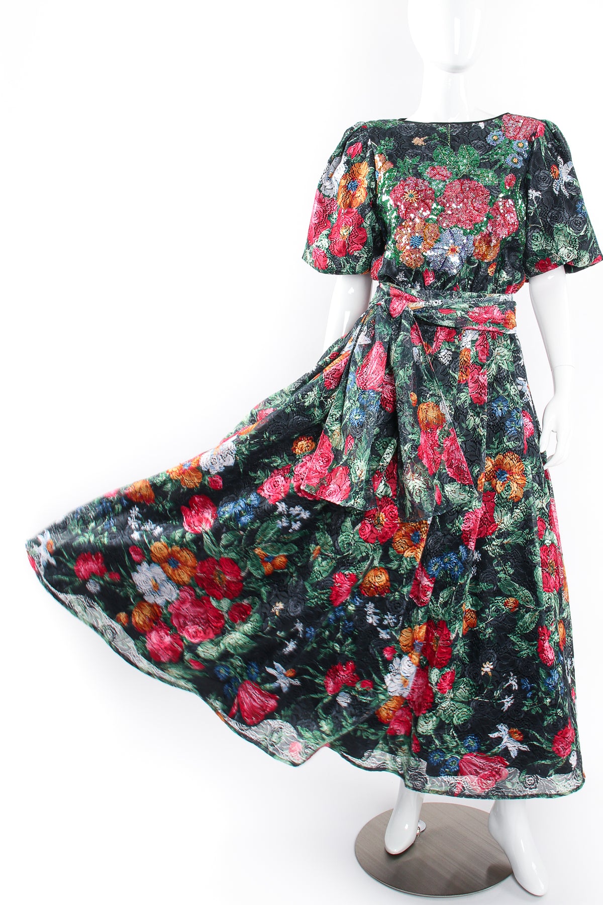 Vintage Diane Freis Sequined Floral Lace Garden Gown – Recess