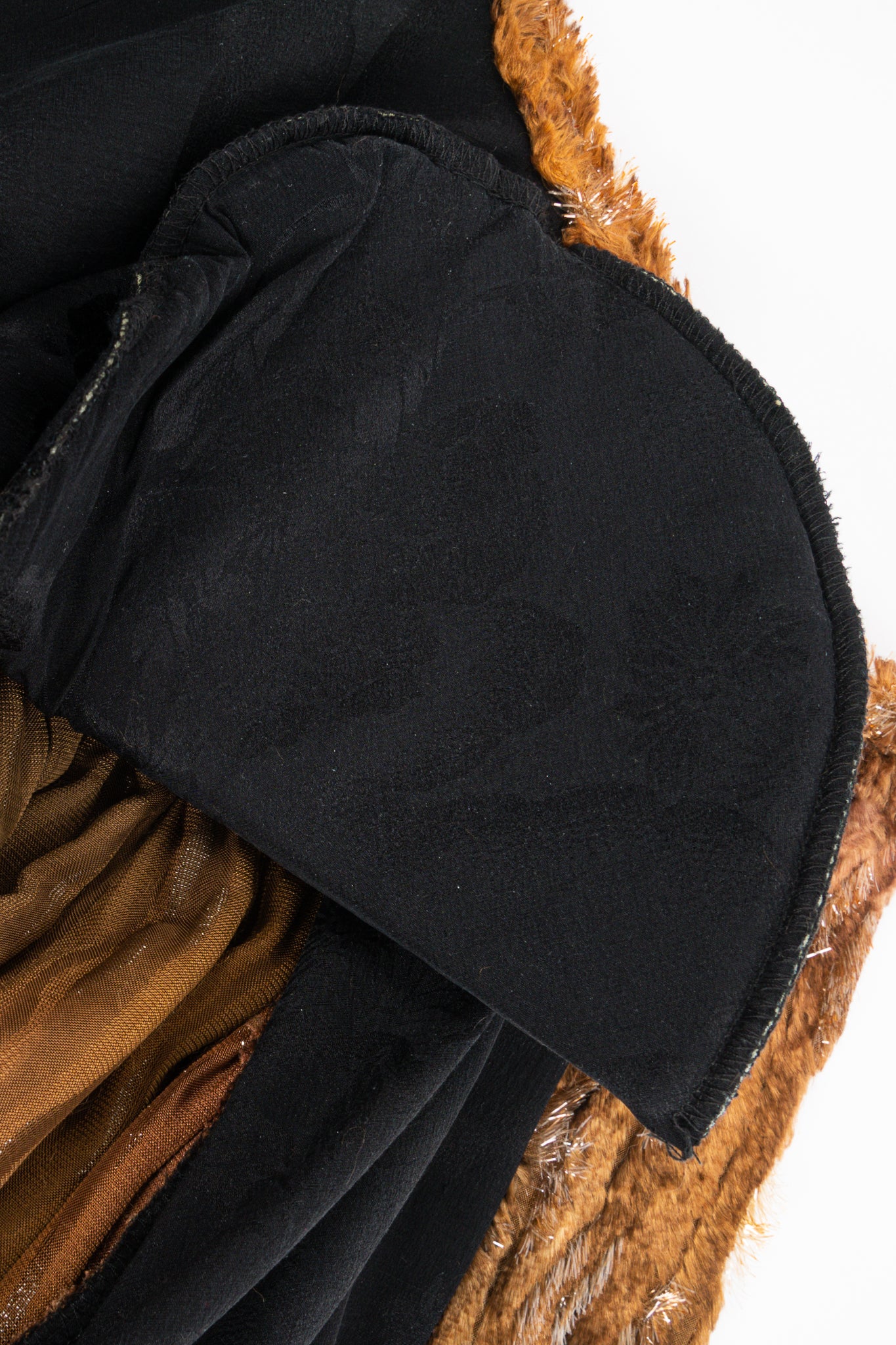 Vintage Diane Freis Plush Silk Tinsel Cape Coat & Scarf shoulder pads at Recess Los Angeles