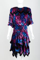 Vintage Diane Freis Velvet Lamé Handkerchief Dress on Mannequin front crop at Recess Los Angeles