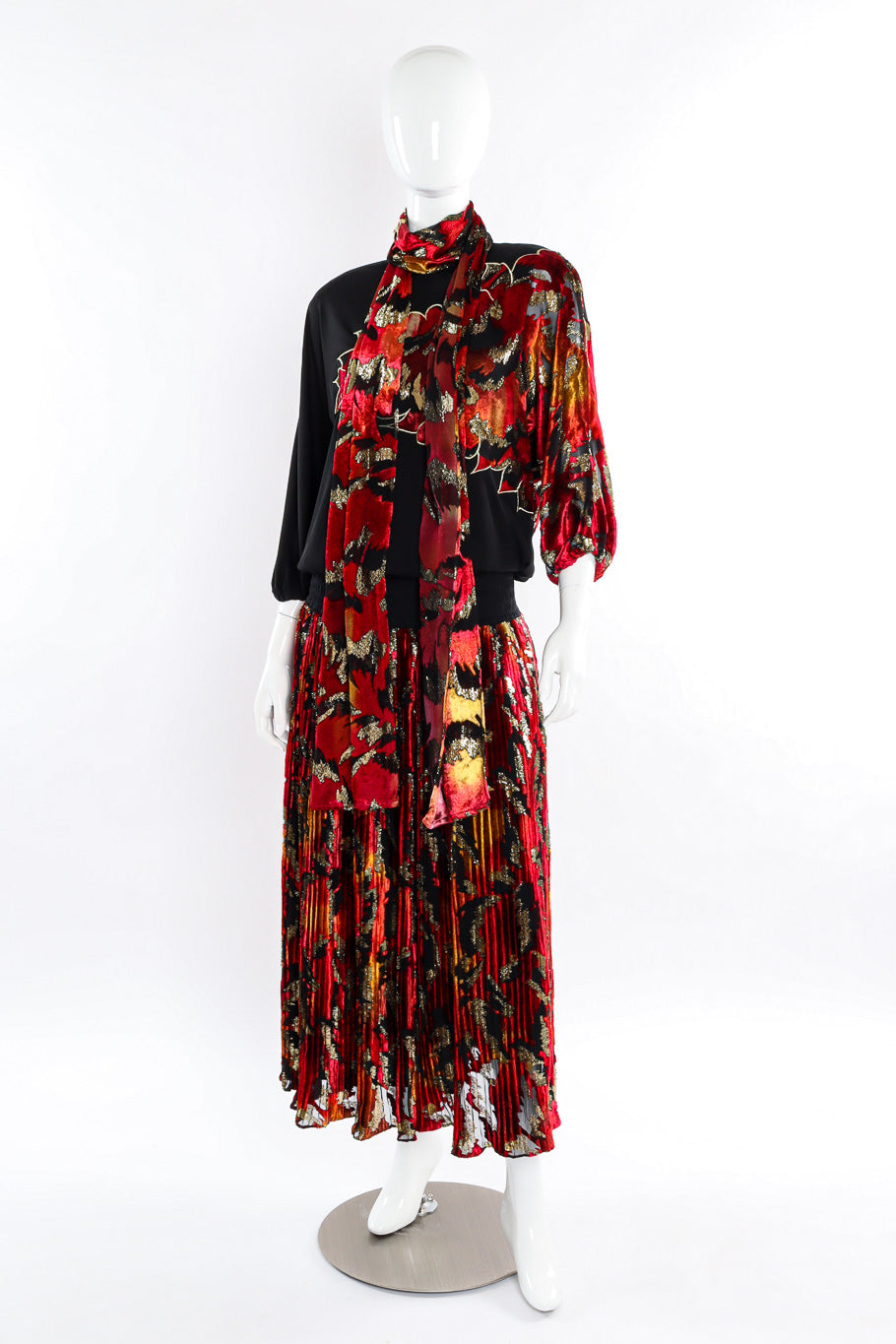 Multi-printed silk limited edition dress by Diane Freis mannequin full length @recessla