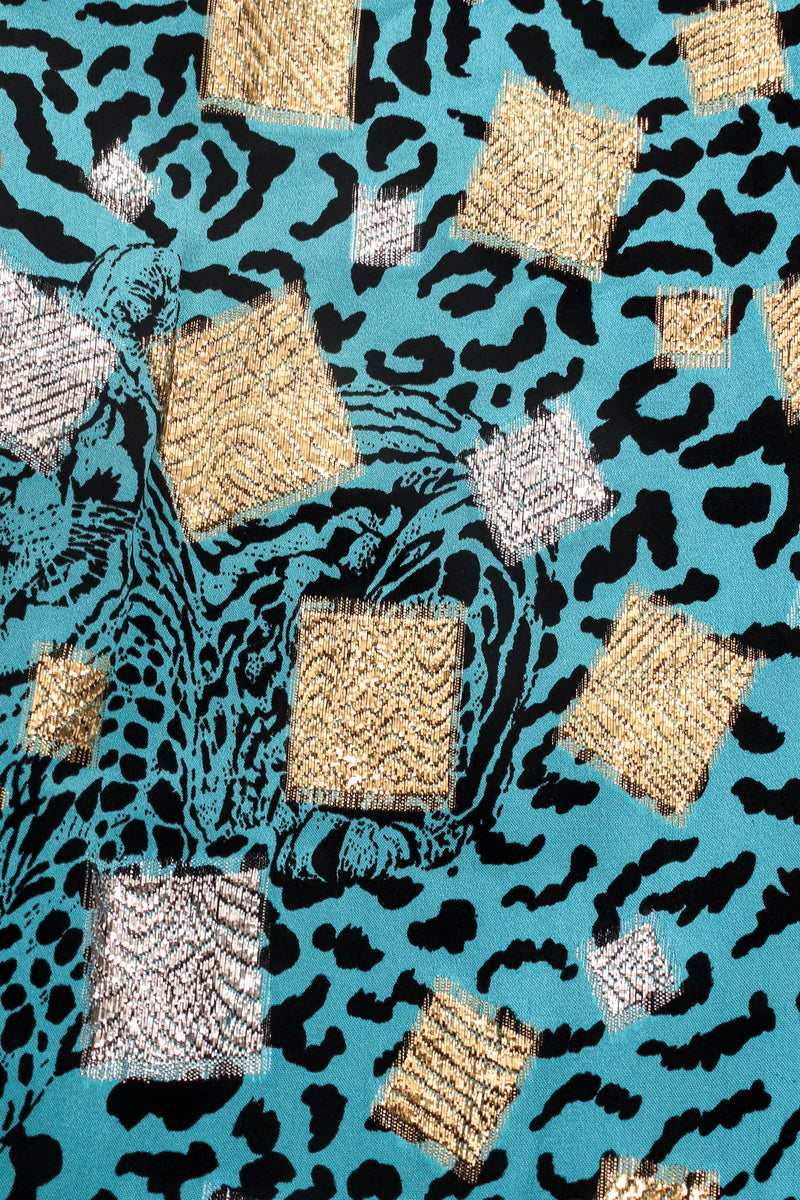 Vintage Diane Freis Metallic Silk Patchwork Collage Swing Jacket print detail at Recess LA