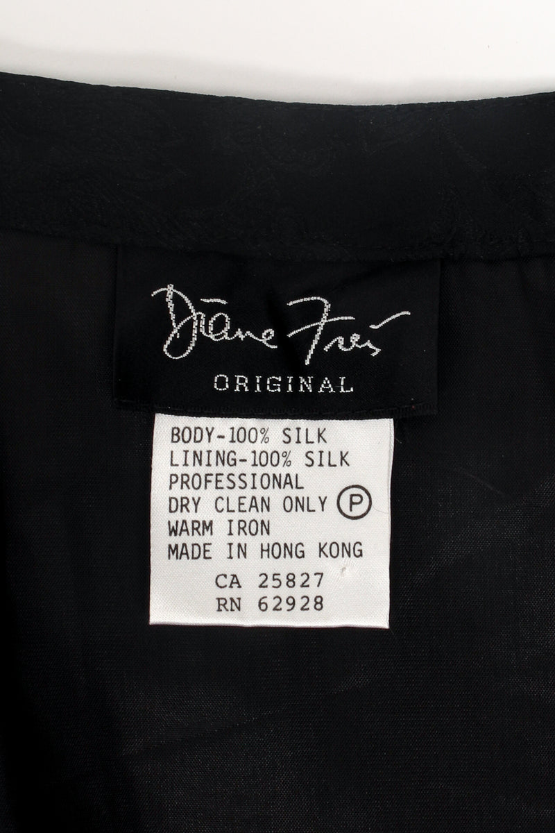 Vintage Diane Freis Metallic Silk Patchwork Collage Swing Jacket label at Recess LA