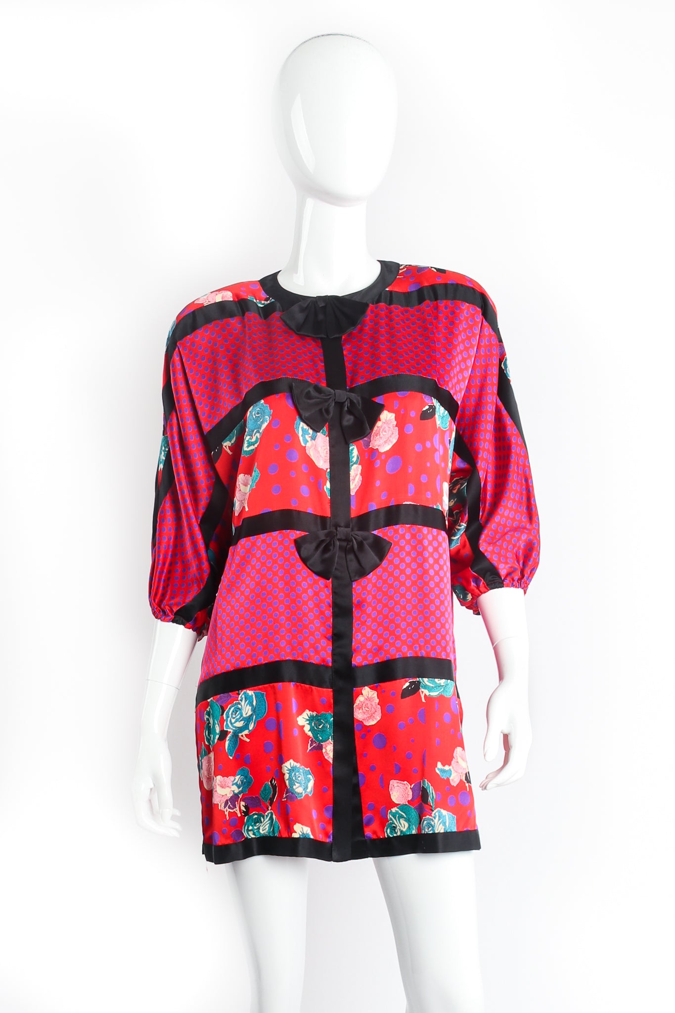 Vintage Diane Freis Mixed Print Longline Top on mannequin front at Recess Los Angeles