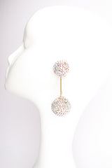 Vintage Diane Lauren Iridescent Rhinestone Ball Drop Earrings on Mannequin at Recess Los Angeles