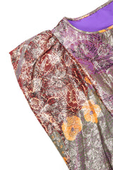 Recess Designer Consignment Vintage Diane Dickinson Floral Lamé Brocade Pointed Shoulder Dress Los Angeles Resale Mariano Fortuny
