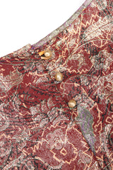 Recess Designer Consignment Vintage Diane Dickinson Floral Lamé Brocade Pointed Shoulder Dress Los Angeles Resale Mariano Fortuny