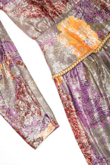 Recess Designer Consignment Vintage Diane Dickinson Floral Lamé Brocade Pointed Shoulder Dress Los Angeles Resale Mariano Fortuny