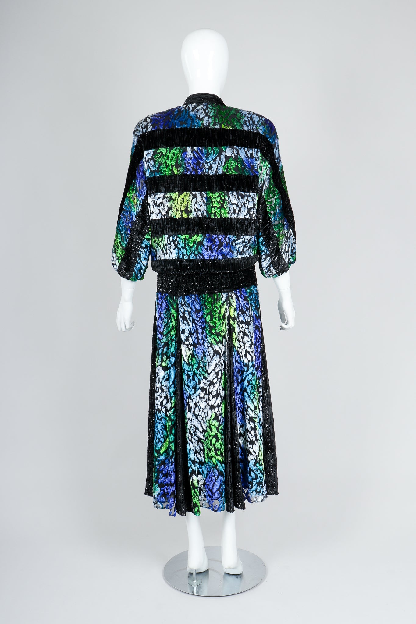 Recess Vintage Diane Freis Velvet Lamé Burnout Ombre Dress on Mannequin, back
