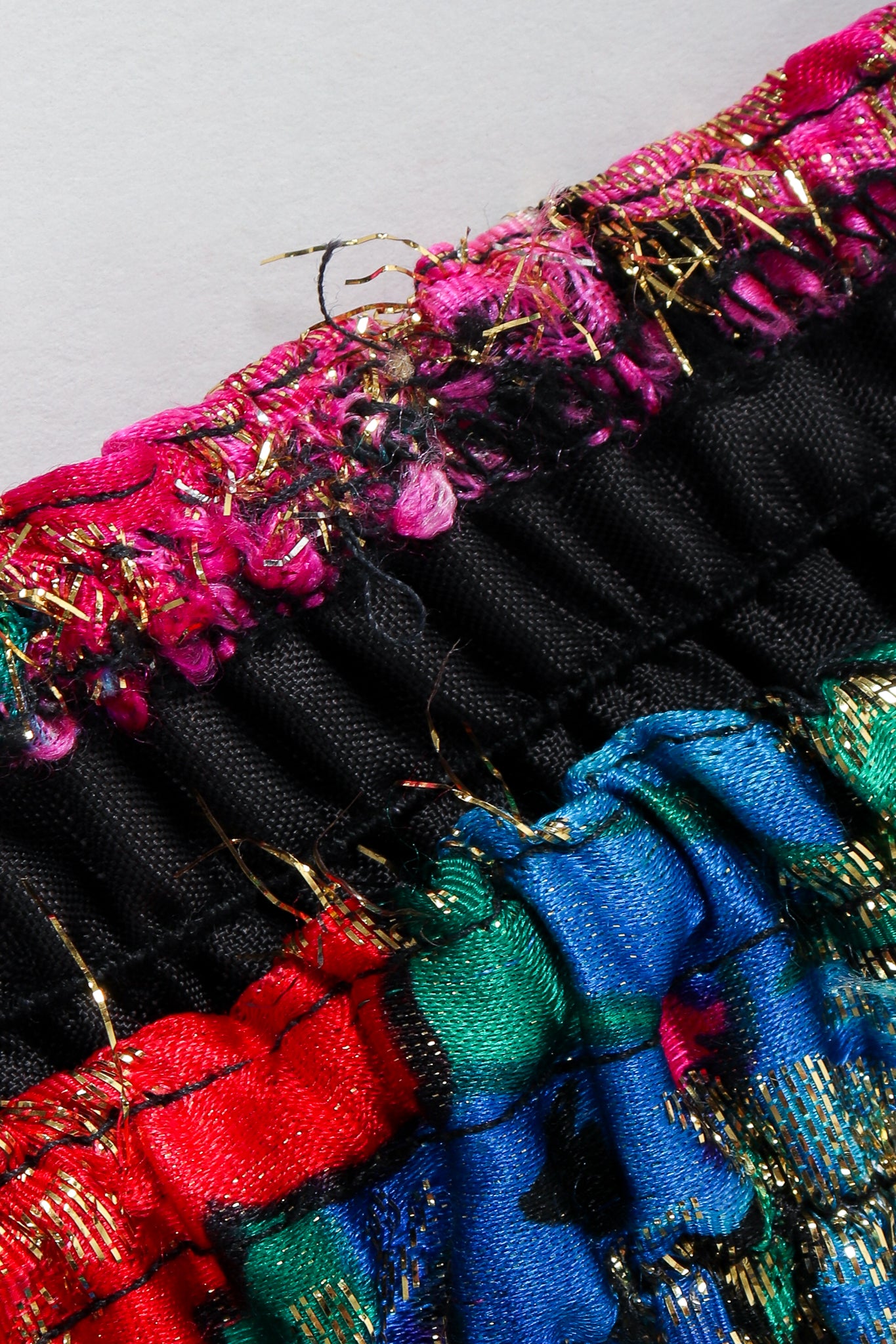 Vintage Diane Freis Metallic Floral Lamé Maxi Skirt waistband  fraying