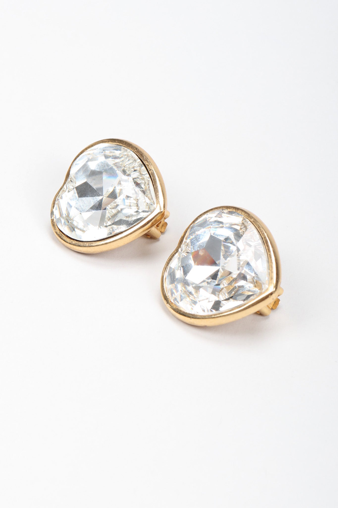 Recess Los Angeles Vintage Christian Dior Oversized Crystal Heart Earrings
