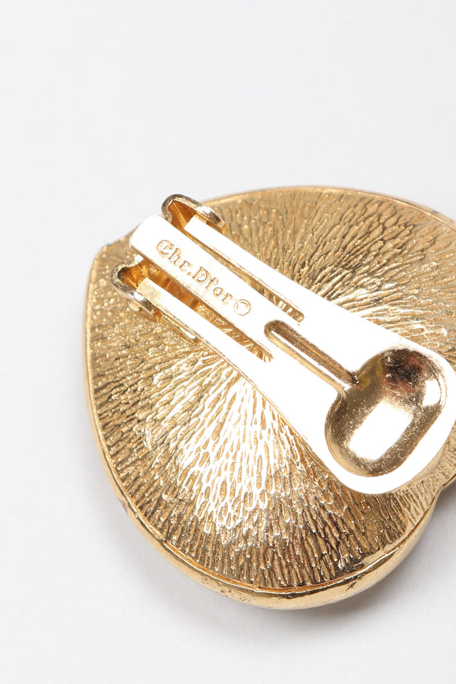 Recess Los Angeles Vintage Christian Dior Oversized Crystal Heart Earrings