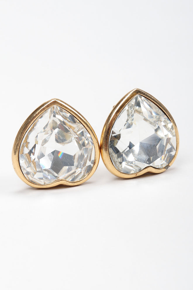 Recess Los Angeles Vintage Christian Dior Oversized Crystal Heart Earrings