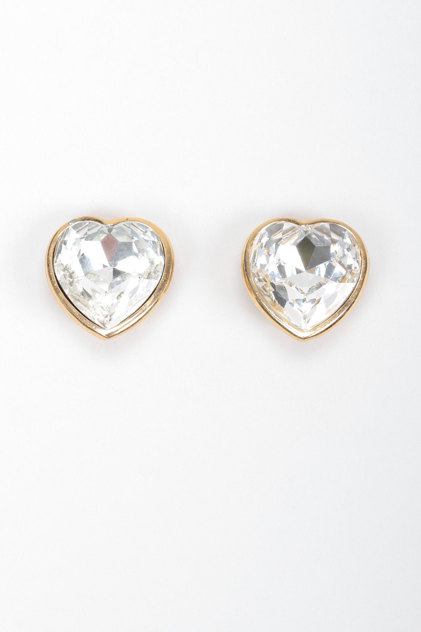 Recess Los Angeles Vintage Christian Dior Oversized Crystal Heart Earrings