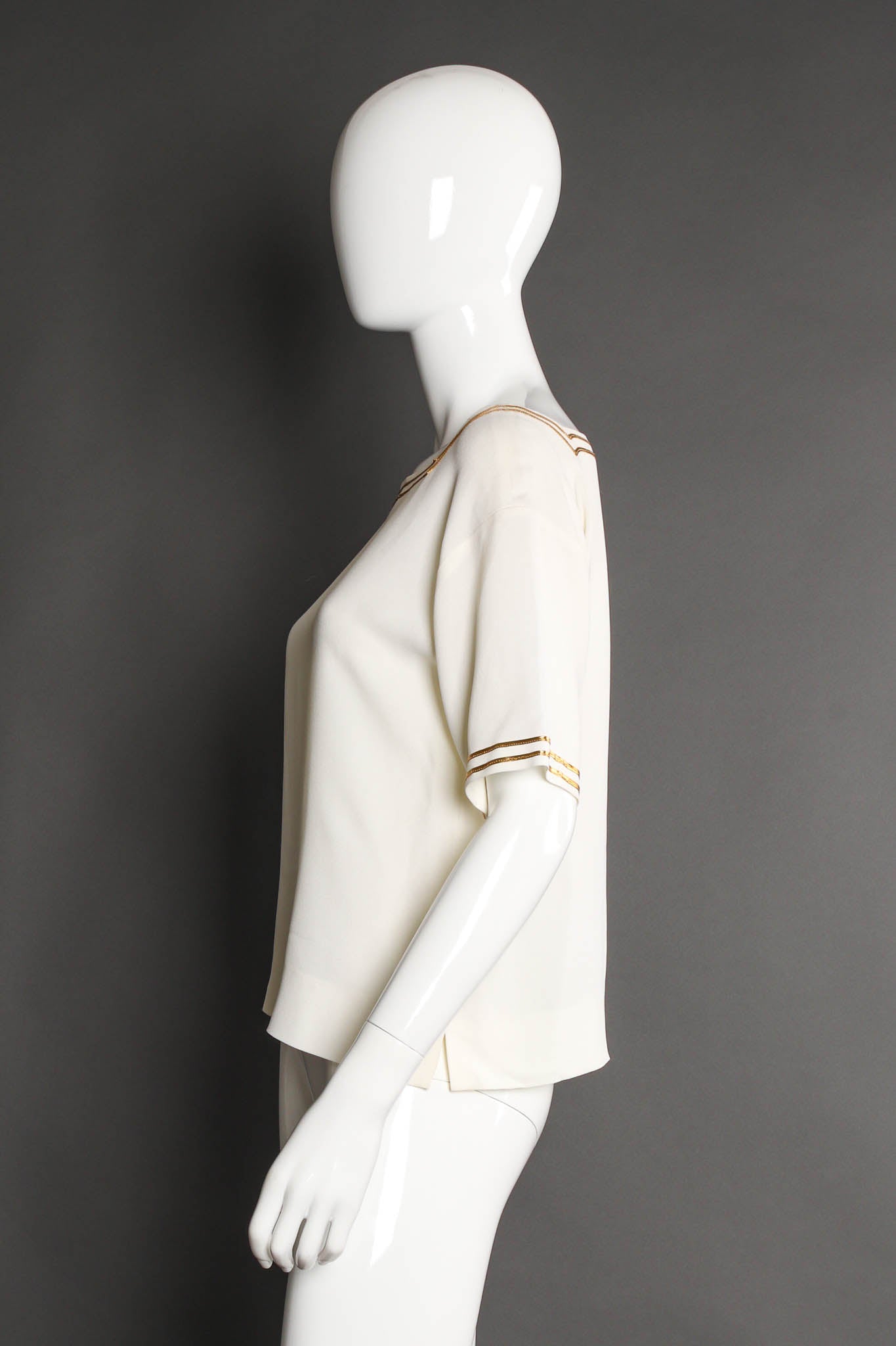 Vintage Christian Dior Ribbon Trim Top & Skirt Set mannequin top side @ Recess Los Angeles