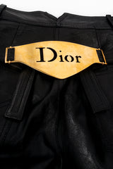 Vintage Christian Dior Leather Tuxedo Lace Plaque Pant discolor detail at Recess Los Angeles