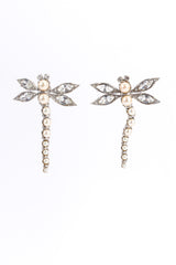 Vintage Christian Dior Crystal Pearl Dragonfly Earrings front hang @ Recess LA