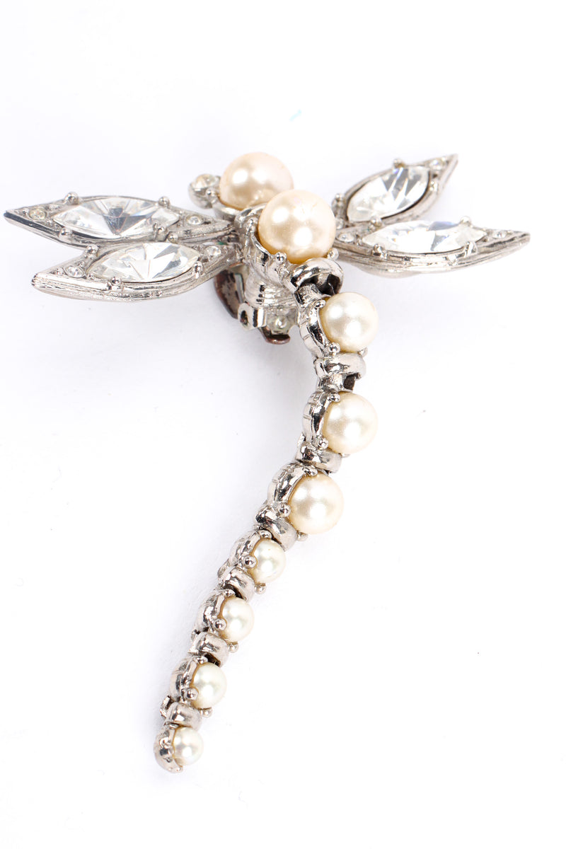 Vintage Christian Dior Crystal Pearl Dragonfly Earrings tail close @ Recess LA