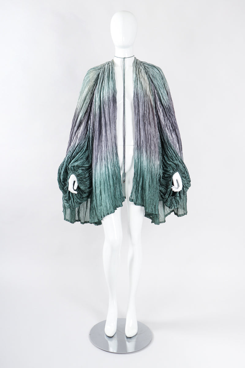 Recess Los Angeles Designer Consignment Vintage Divine Madness by Kathleen Ocean Mist Ombré Organza Draped Crinkle Jacket