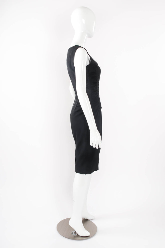 Vintage Dolce & Gabbana Ruched Bodycon Sheath Dress on mannequin side at Recess Los Angeles
