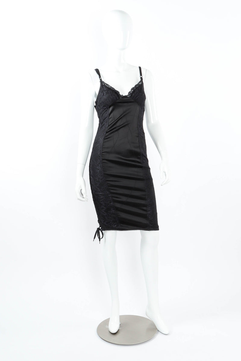 Dolce & Gabbana Lace Up Satin Slip Dress mannequin front @ Recess LA