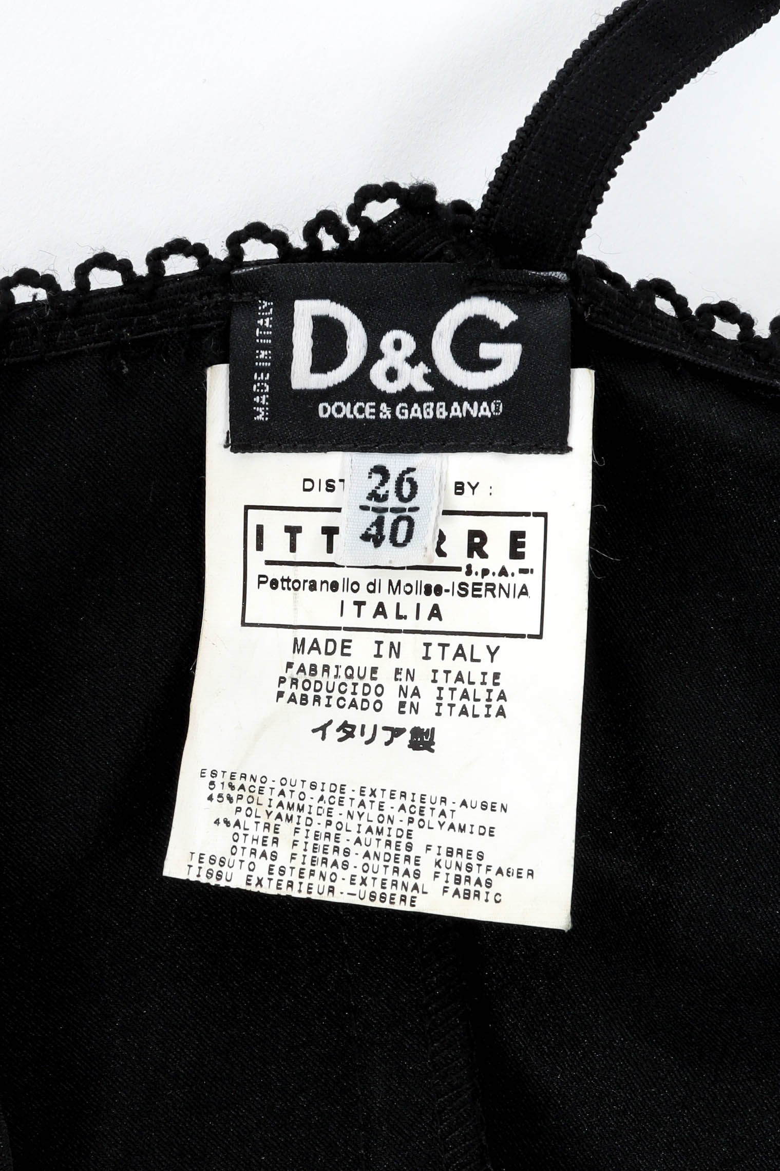 Dolce & Gabbana Lace Up Satin Slip Dress tag detail @ Recess LA