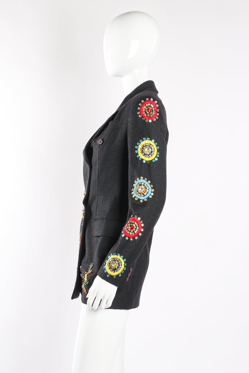 Vintage Dolce & Gabbana Embroidered Beaded Coat side on mannequin at Recess LA