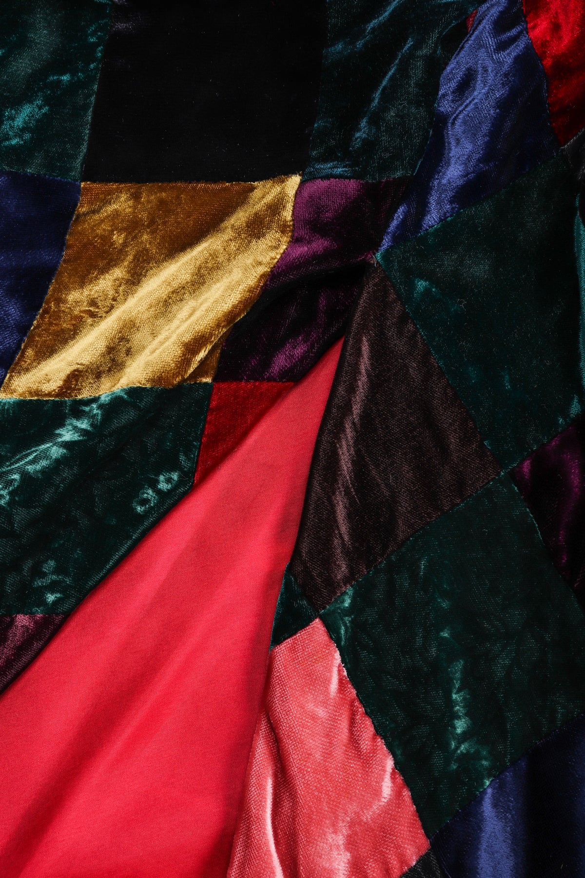 Vintage Dolce & Gabbana Velvet Harlequin Patchwork Multi Colored Long Dress  – Recess