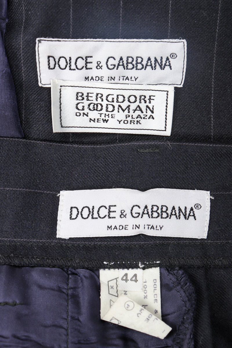 Recess Vintage Dolce & Gabbana labels for  Pinstripe suit on charcoal fabric
