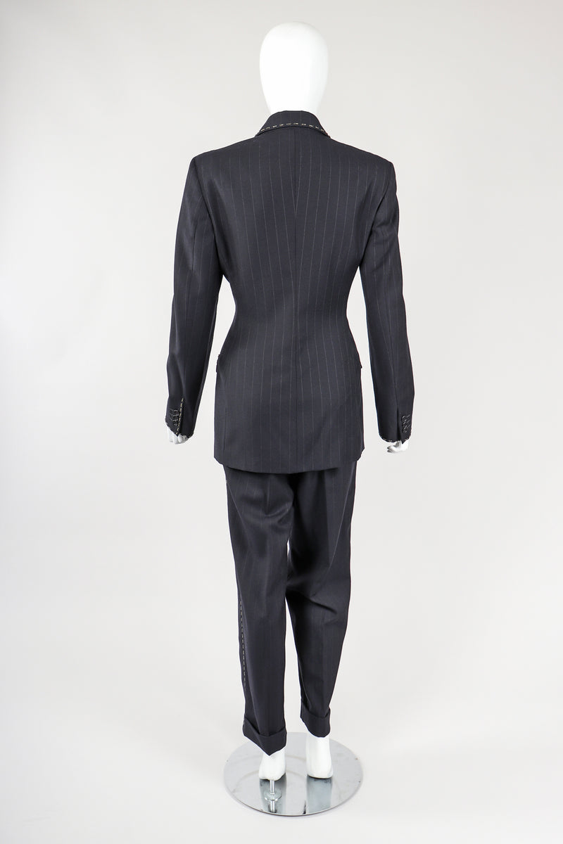 Recess Vintage Dolce & Gabbana charcoal Pinstripe Jacket & Pant Suit on Mannequin, back view