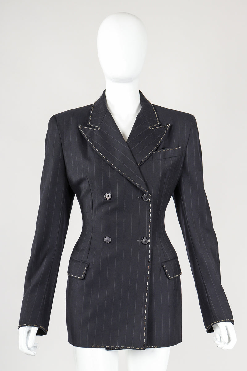 Recess Vintage Dolce & Gabbana charcoal Pinstripe jacket on mannequin, front