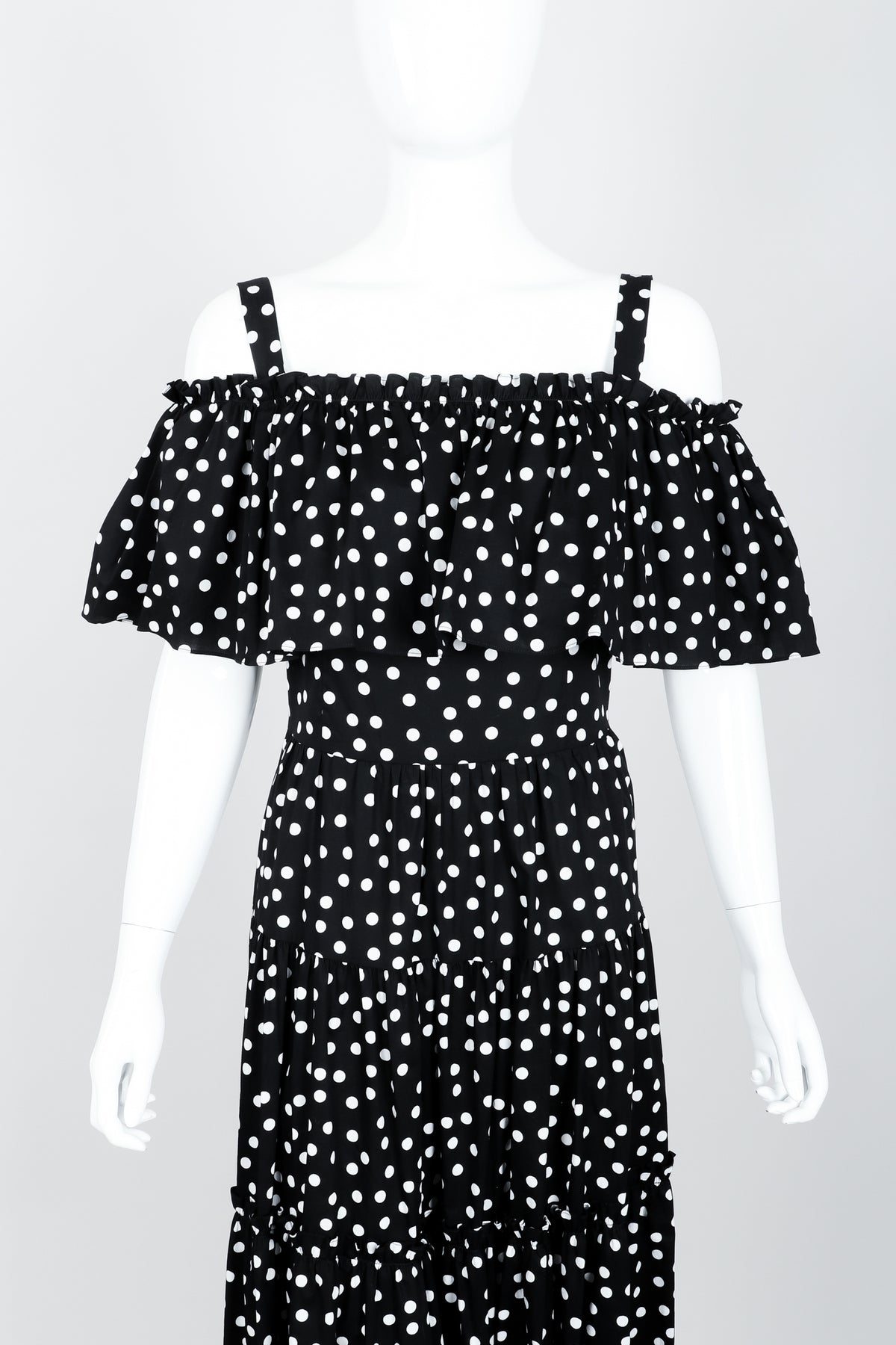 Vintage Dolce & Gabbana Polka Dot Cold Shoulder Ruffle Dress