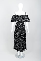 Vintage Dolce & Gabbana Polka Dot Cold Shoulder Ruffle Dress on Mannequin back at Recess