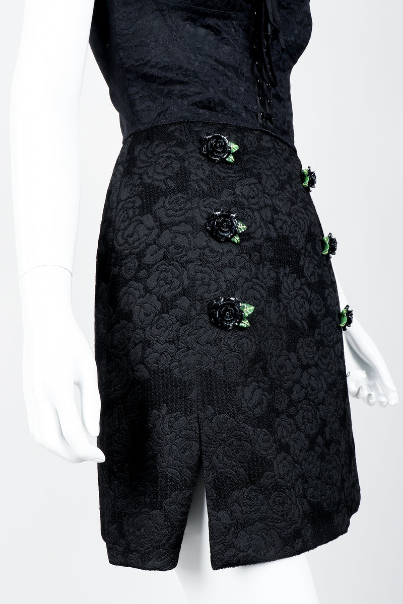 Vintage Dolce & Gabbana Lace Rosette Bustier Slip Dress on Mannequin rosette detail at Recess