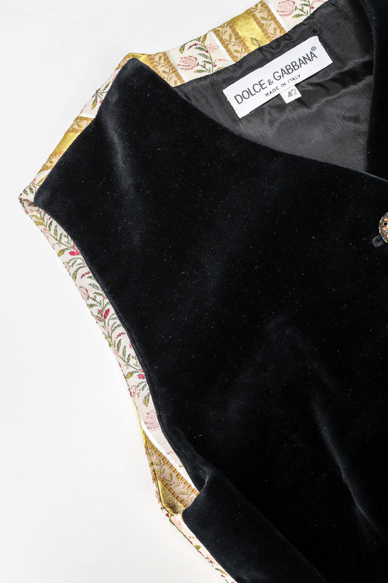 Recess Designer Consignment Vintage Dolce & Gabbana Velvet Satin Ribbon Vest Waistcoat Los Angeles resale