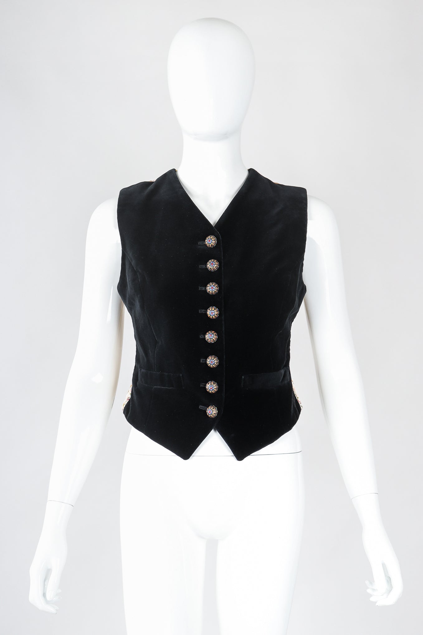 Recess Designer Consignment Vintage Dolce & Gabbana Velvet Satin Ribbon Vest Waistcoat Los Angeles resale