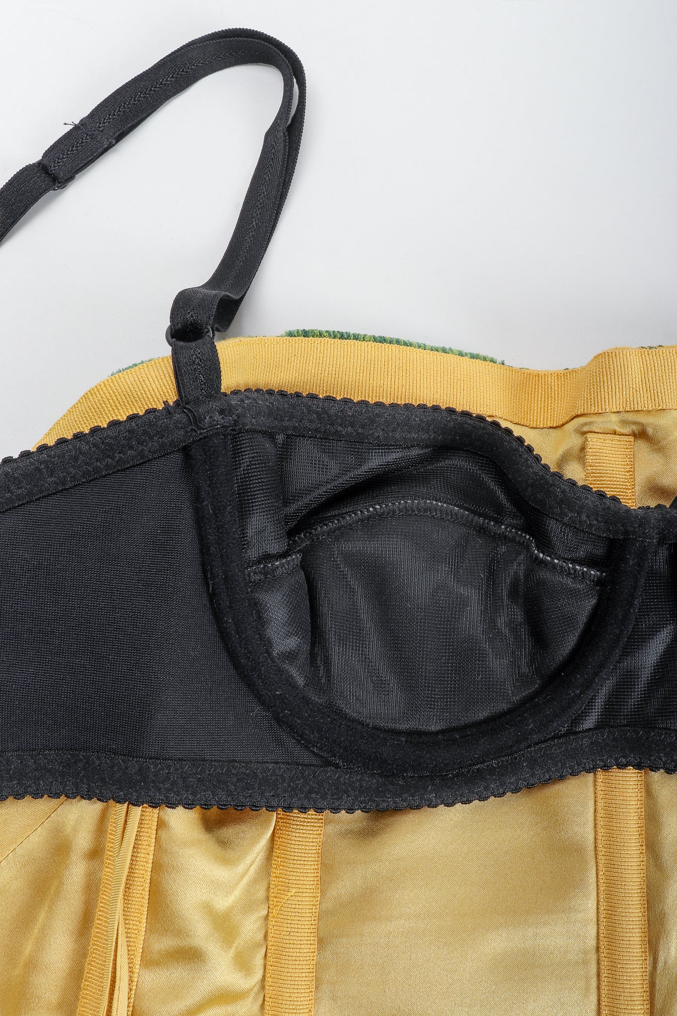 Recess Vintage Dolce & Gabbana Velvet Brocade Bustier Top inner bra detail